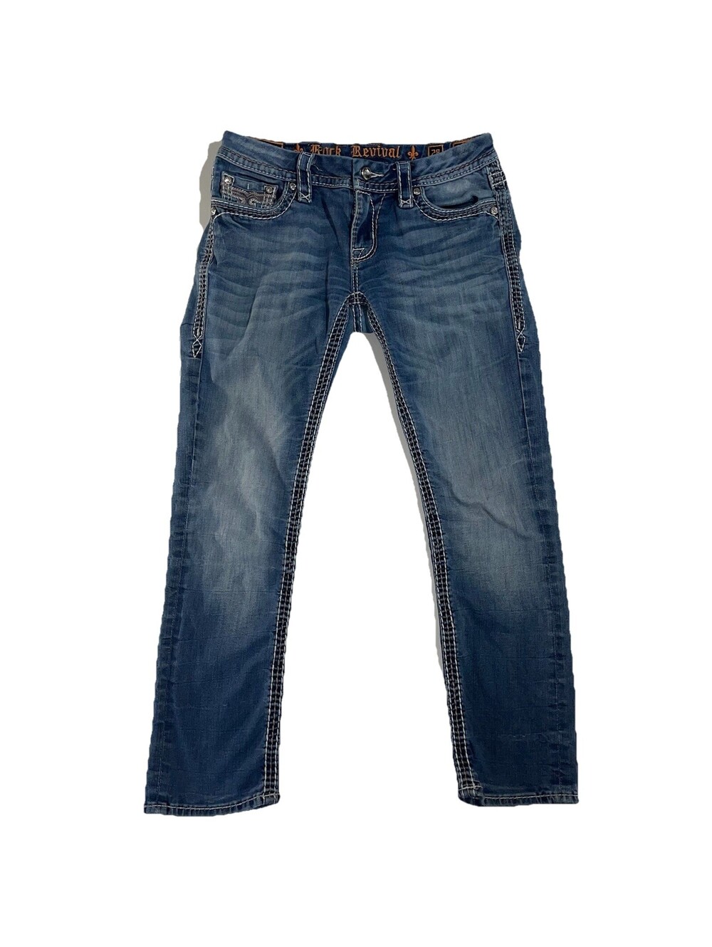 Rock Revival Avery Jeans sz 28 Capri Embellished Rhinestones Flap Pocket Rodeo